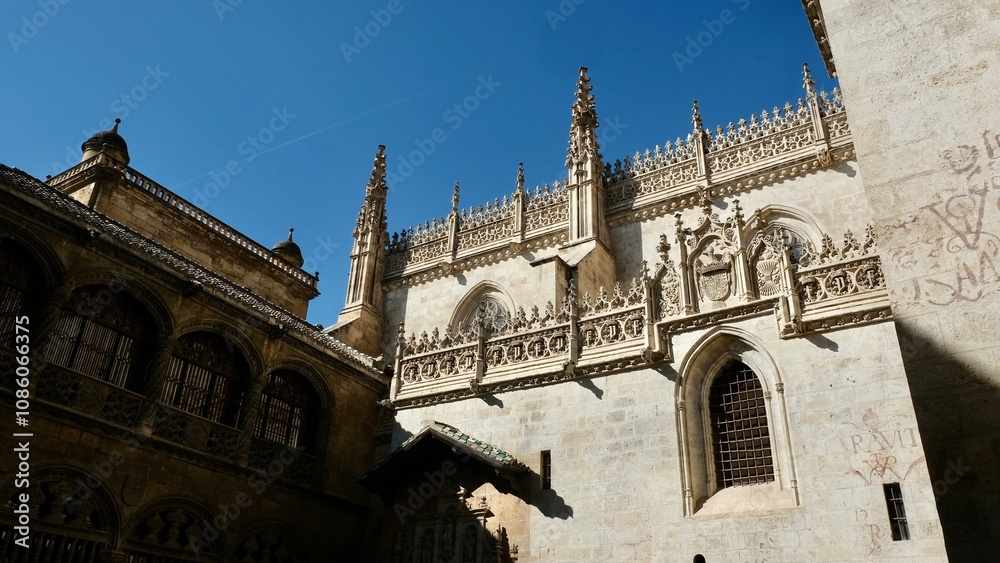 Fototapeta premium Gothic Cathedral of the Incarnation in Granada, architectural details, Spain
