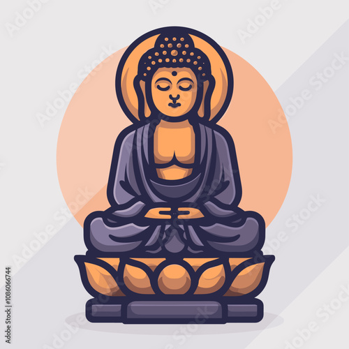 Buddha statue icon in flat design style. Vector illustration.