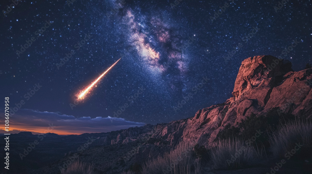 Giant Meteor in Night Sky Giant Meteor in Night Sky
