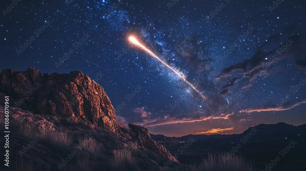 Giant Meteor in Night Sky