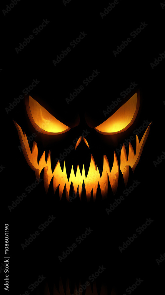 Scary Halloween jack-o'-lantern in darkness Scary Halloween jack-o'-lantern in darkness