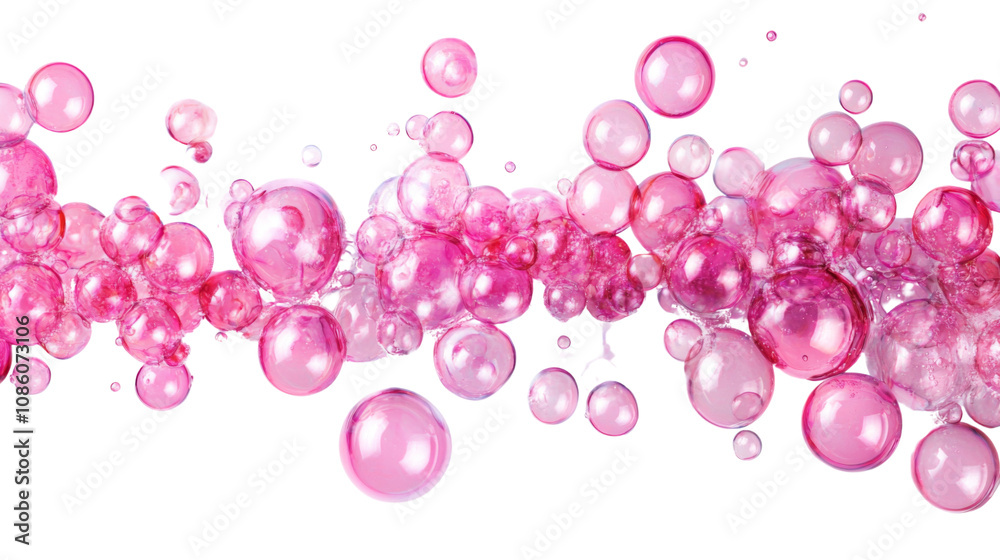 Fototapeta premium Pink liquid bubbles transparent background