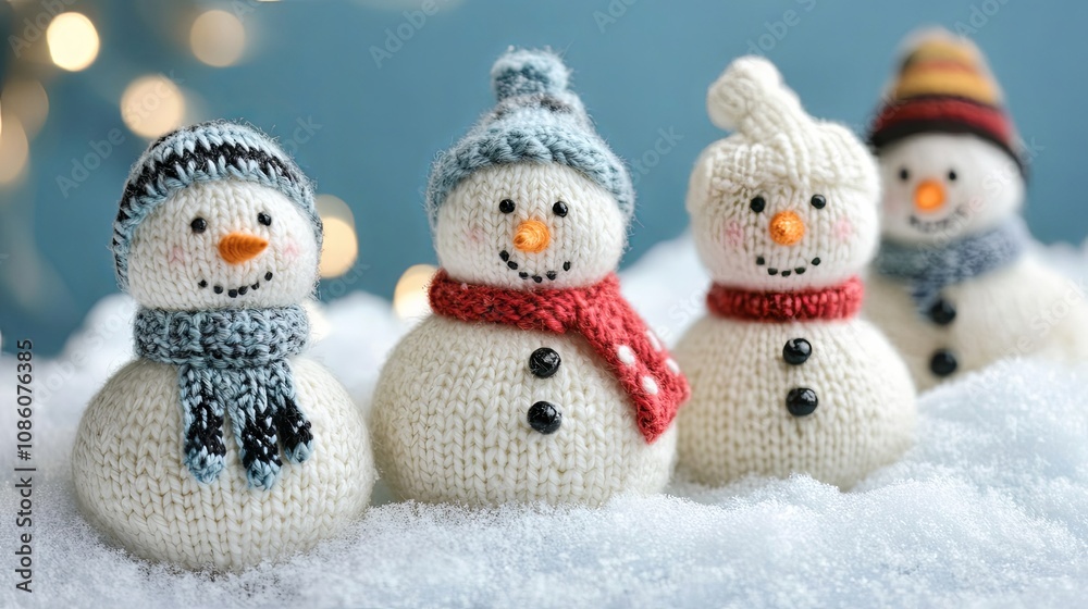 Adorable Knitted Snowman Family Winter Decor Adorable Knitted Snowman Family Winter Decor