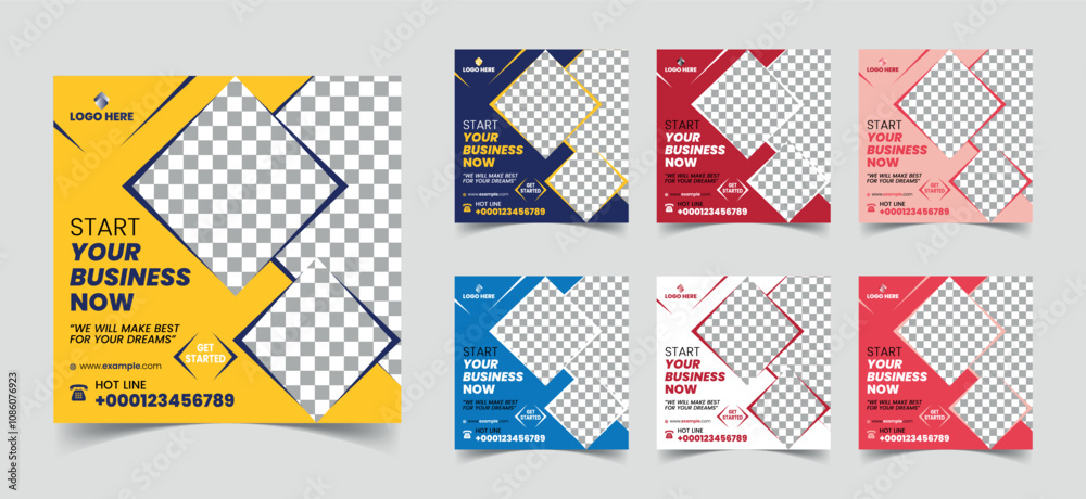 Editable Business marketing agency promotion social media post template. Square social media poster for school, medical, corporate office, digital marketing etc. This post template is vector.