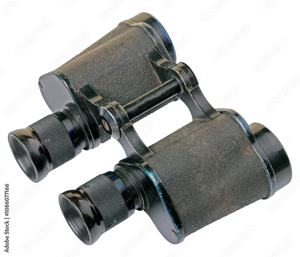 Black binoculars on isolated background.