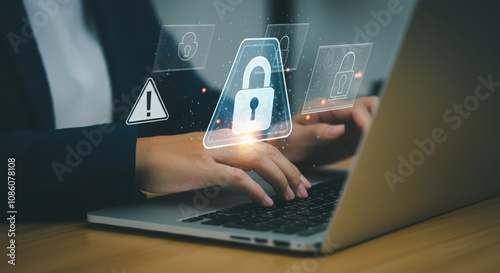 Cybersecurity Threats in the Modern Office, Holographic Alerts on Screen