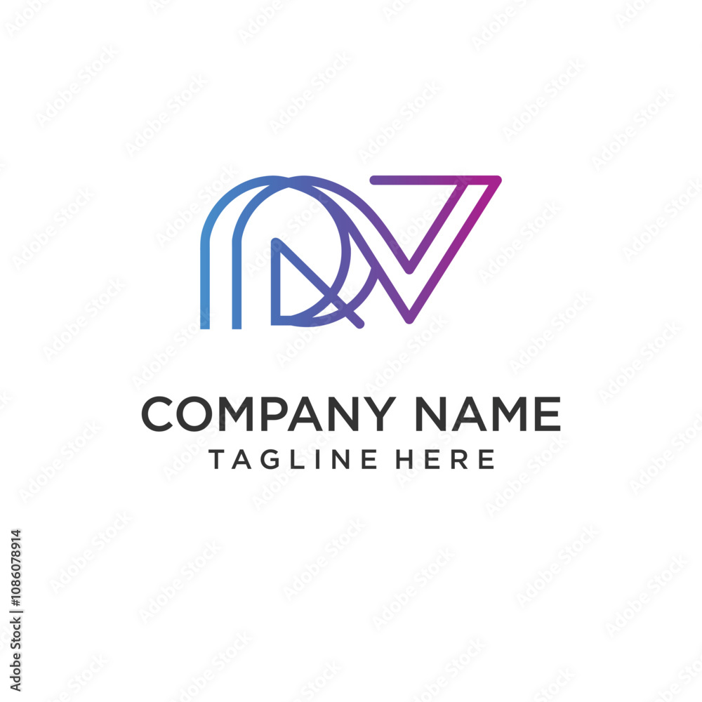 Letter RV With Line Art Monogram, Template Logo Design Vector Letter RV With Line Art Monogram, Template Logo Design Vector