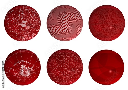 ensemble de six boules rouges décoratives