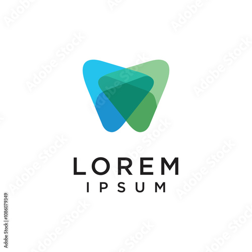 Illustration tooth with overlapping color. Logo design template vector 