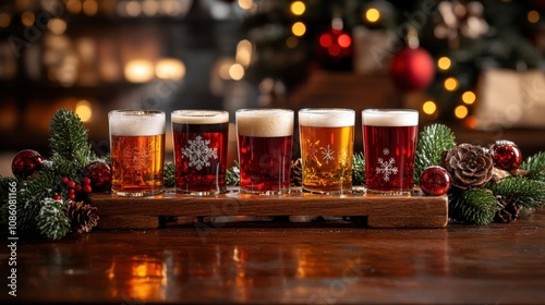 Festive Holiday Beer Tasting with Seasonal Decorations