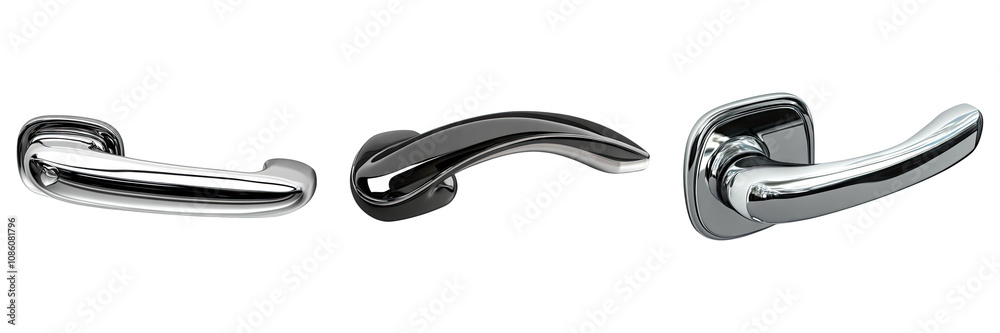 Car door handle isolated on transparent background, Set of Car door handle isolated on transparent background, Set of