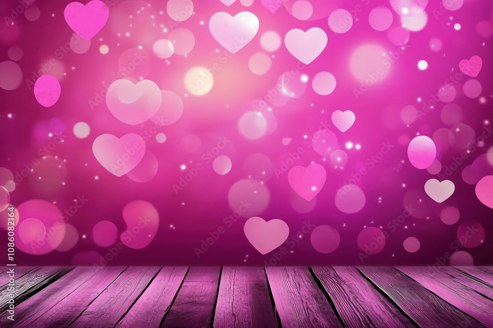Valentine's Day background, Pink hearts of varying sizes and opacities drift against a soft pink background speckled with bokeh Valentine's Day background, Pink hearts of varying sizes and opacities drift against a soft pink background speckled with bokeh