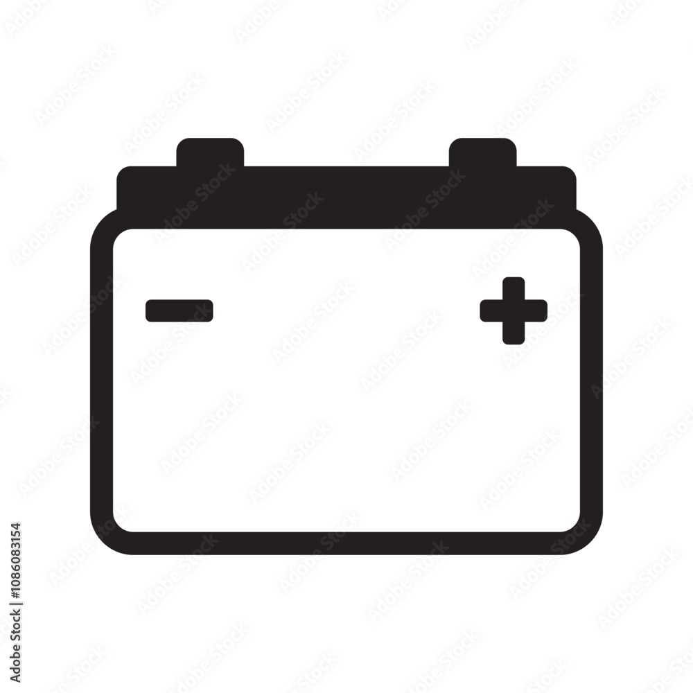 Car battery icon. Car accumulator icon. Auto battery symbol.