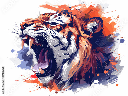 Abstract vector illustration of a tiger on a white background