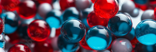 Many peptides, ultra HD, abstract science, blue, red, light shine, minimalism photo