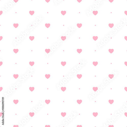 Cute heart seamless pattern. Repeating kid pattern. Love design for girls prints. Repeated wallpaper. Pastel hearts. Repeat child background. Soft pink color. Vector illustration