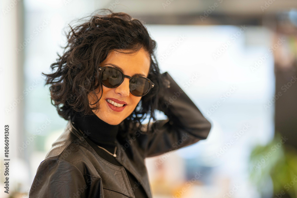 Bella Donna con Occhiali e capelli neri Bella Donna con Occhiali e capelli neri
