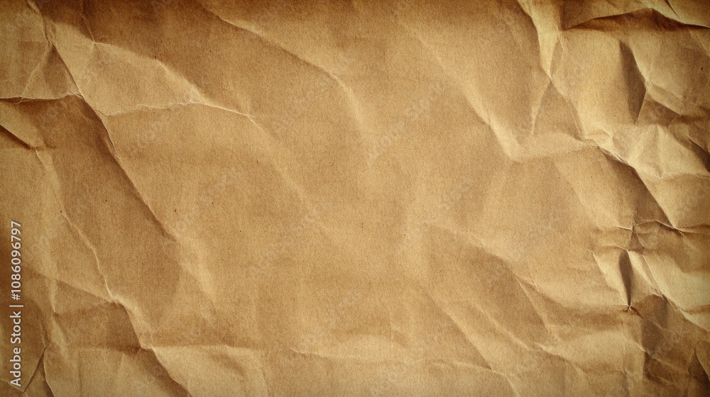 Obraz premium Textured crumpled brown paper background, perfect for creative projects and design.