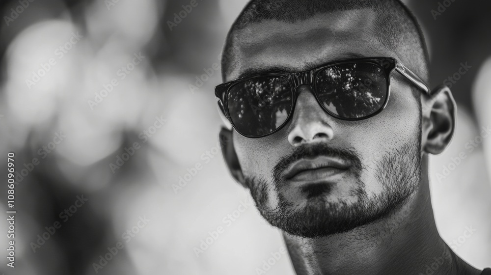 A Close-Up Portrait of a Man Wearing Sunglasses A Close-Up Portrait of a Man Wearing Sunglasses