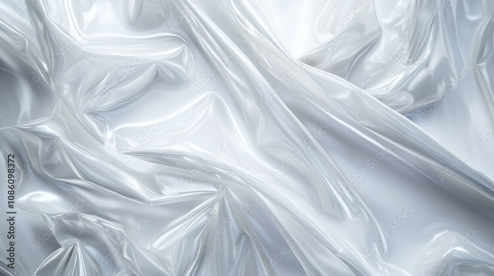 Vibrant white plastic fabric creates an abstract, glossy texture that catches light beautifully. Vibrant white plastic fabric creates an abstract, glossy texture that catches light beautifully.