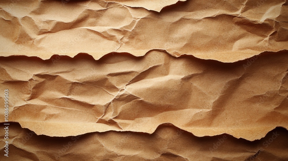 Textured crumpled brown paper background creates an organic and rustic feel. Textured crumpled brown paper background creates an organic and rustic feel.