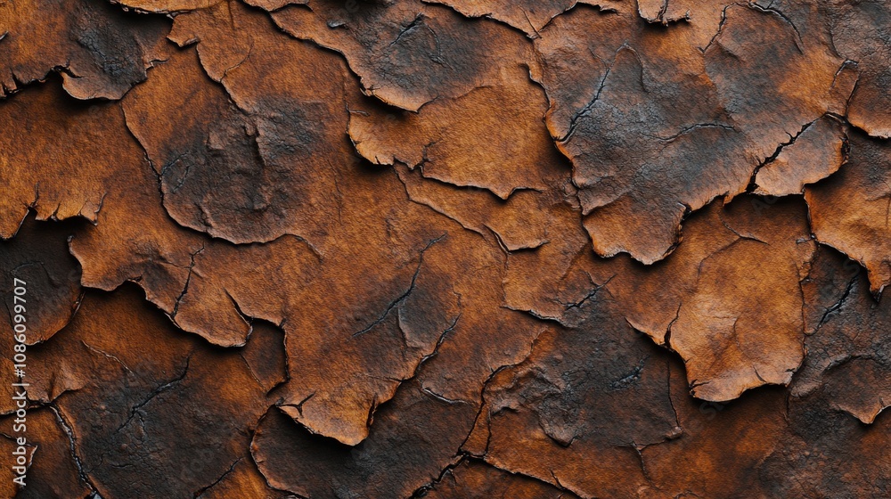 Close-up of textured, weathered brown leather with natural cracks and creases. Close-up of textured, weathered brown leather with natural cracks and creases.
