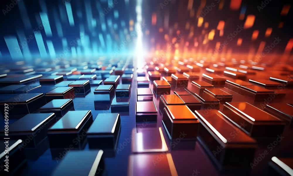 Abstract Digital Landscape: A Symphony of Cubes and Light Abstract Digital Landscape: A Symphony of Cubes and Light