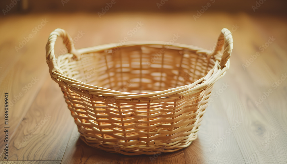 empty wicker basket close-up photo with selective focus empty wicker basket close-up photo with selective focus