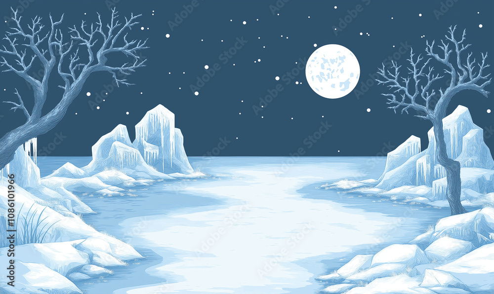 Φωτογραφία Isolated Ice Realm: Cold Sea Shore with Winter Shoreline Outline and Generous Bo