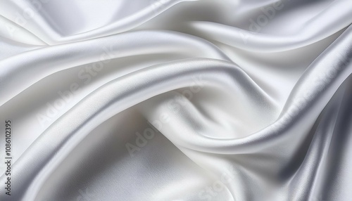 closeup of rippled white satin fabric texture background luxurious background design