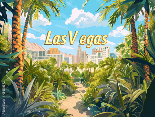 Las Vegas, USA, beautiful vector postcard of the city.