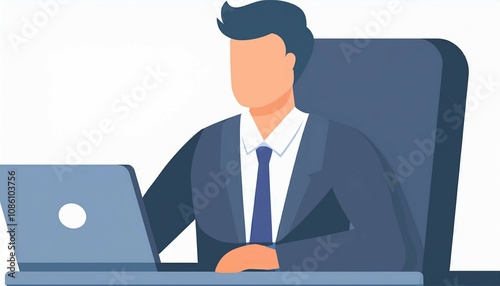 ergonomic posture of sitting at desk flat illustration