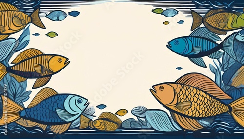 fishes frame border nautical theme decoration photo