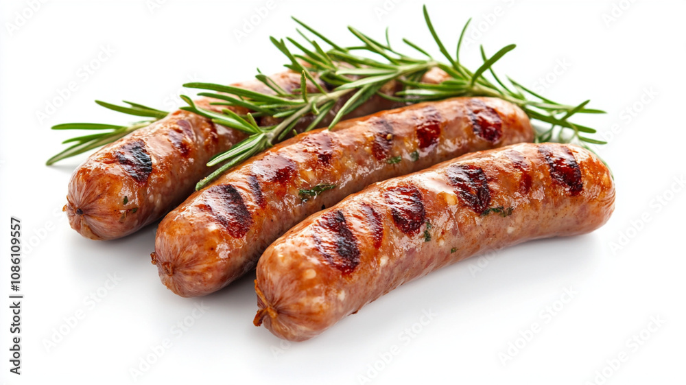 grilled sausage on a white background grilled sausage on a white background