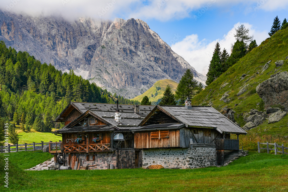 Summer sunny landscape of Val Duron in the Dolomites, Campitello di Fassa, Italy, Europe Summer sunny landscape of Val Duron in the Dolomites, Campitello di Fassa, Italy, Europe