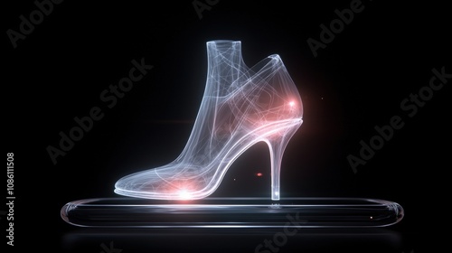 A pair of high heels is displayed on a phone screen photo