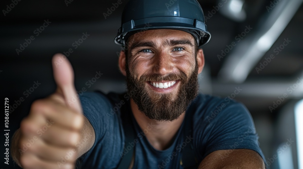 A man with a big smile on his face is giving a thumbs up A man with a big smile on his face is giving a thumbs up