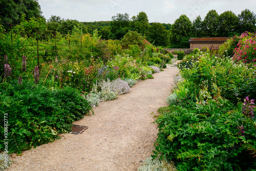 View of a path in an English country garden