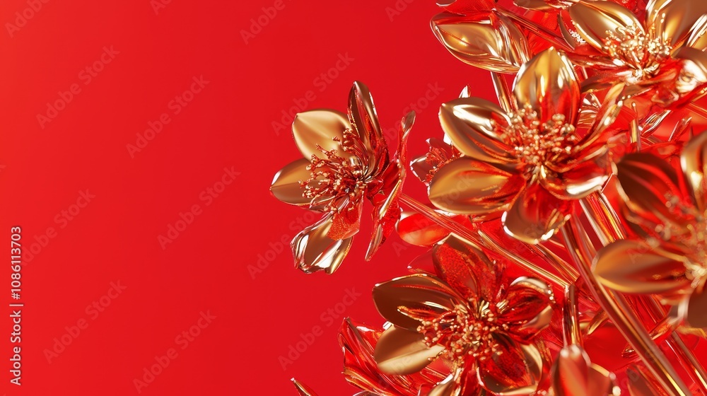 Radiant 3D Render of Chinese New Year Floral Art in Red and Gold | Symbolic Celebration of Spring | Ultra-Detailed Digital Artwork Radiant 3D Render of Chinese New Year Floral Art in Red and Gold | Symbolic Celebration of Spring | Ultra-Detailed Digital Artwork