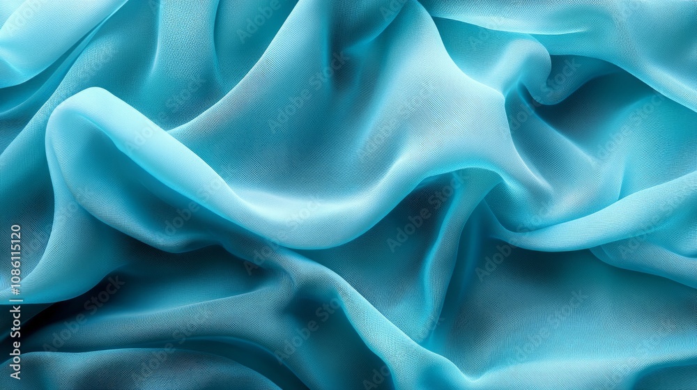 Obraz premium A soft 3D drapery effect with flowing turquoise layers and textile folds.
