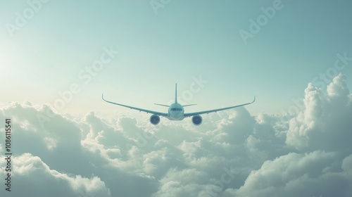 A soaring airplane in a clear blue sky, symbolizing travel and adventure.

