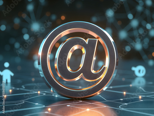 3D @ Symbol Concept: Digital Connectivity and Social Interaction