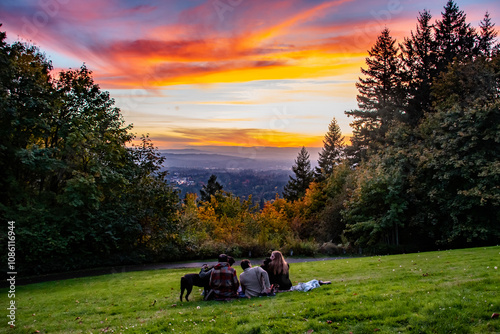Colorful Sky Sunset Picnics at Cathedral Park in Portland, OR