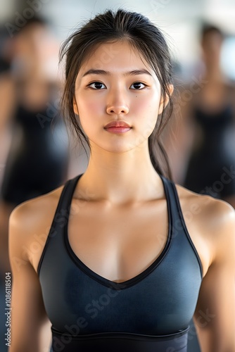 Asian woman in a sporty tank top