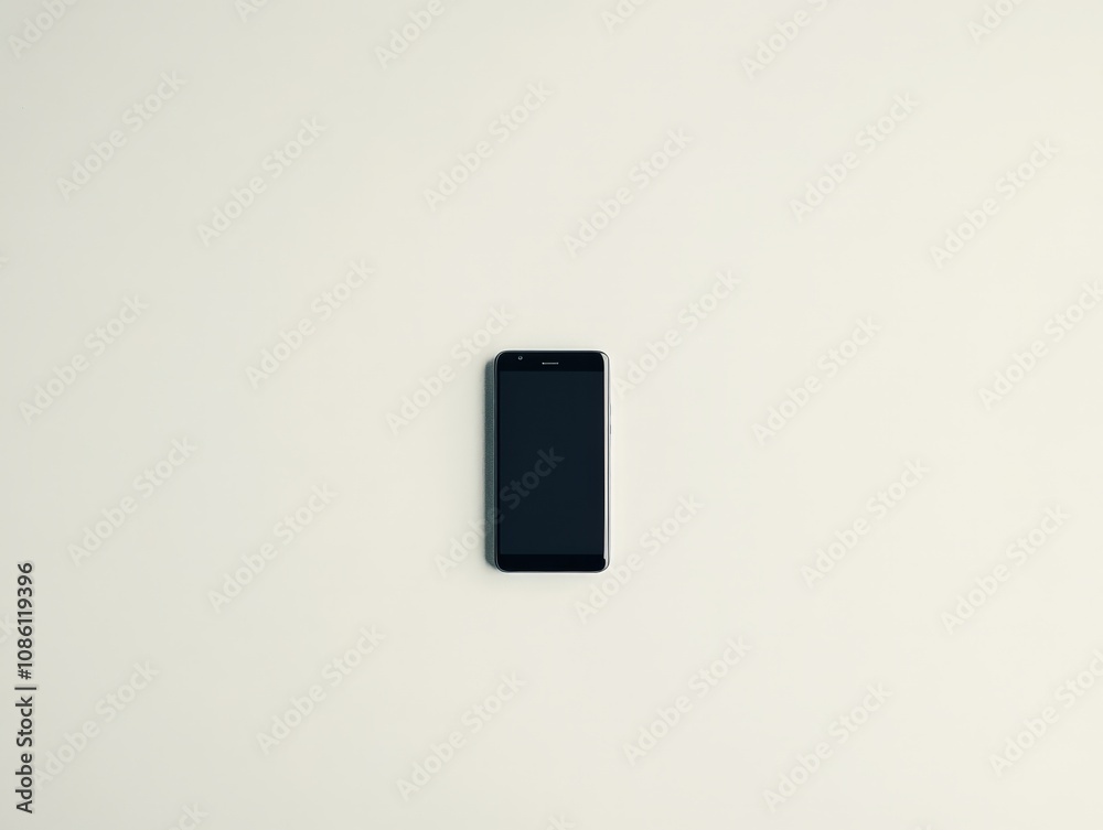 A modern smartphone on a simple white surface, with no distractions in the background, leaving plenty of room for text overlays A modern smartphone on a simple white surface, with no distractions in the background, leaving plenty of room for text overlays