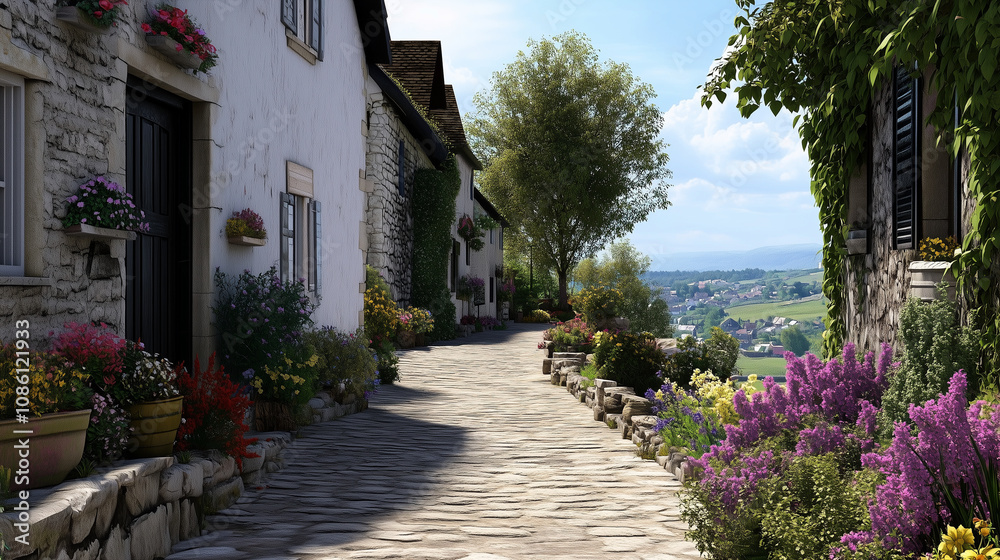 Fototapeta premium Childhood Friends Enjoying Summer in a Picturesque Rural Town