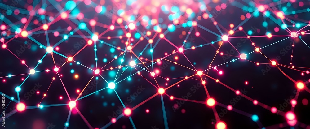 Fototapeta premium Neon Quantum Entanglement - Abstract Vaporwave Data Visualization