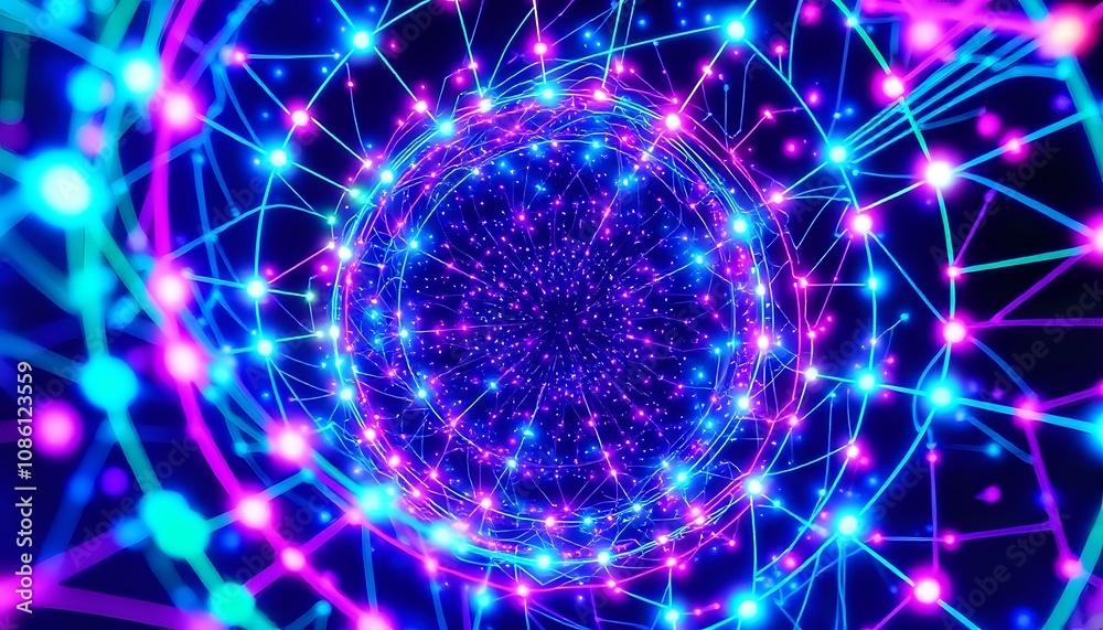Obraz premium Neon Cyberpunk Nebula - Vaporwave Data Vortex