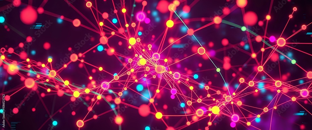 Fototapeta premium Neon Quantum Entanglement Vaporwave Data Visualization