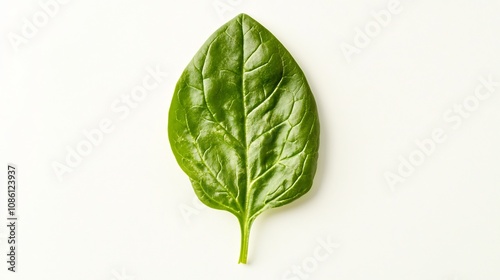 Single Spinach Leaf Isolated on White Background